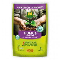 Humus fertilisant 100% lombri-compost - toutes cultures 3l uab