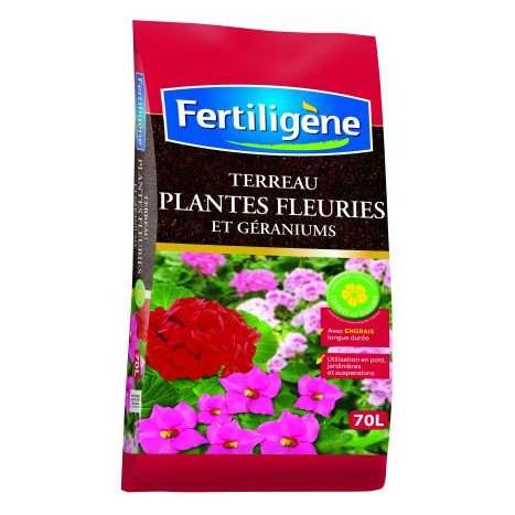 Terreau geraniums et plantes fleuries fertiligène 70l