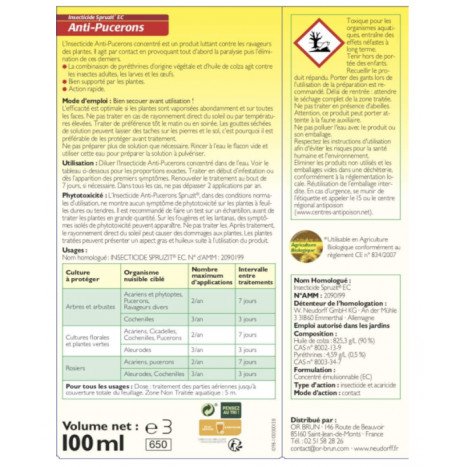 Anti-pucerons insecticide concentré spruzit 100ml