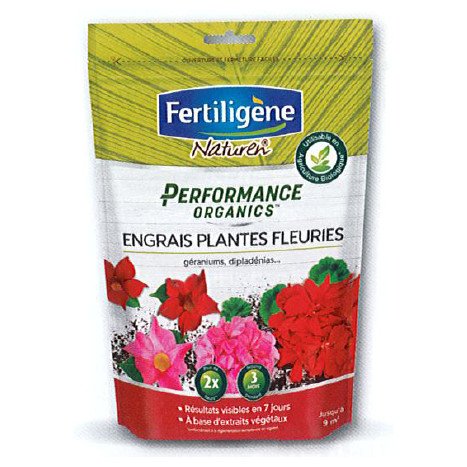 Engrais plantes fleuries, géraniums, dipladénias performence organics fetiligene 700g